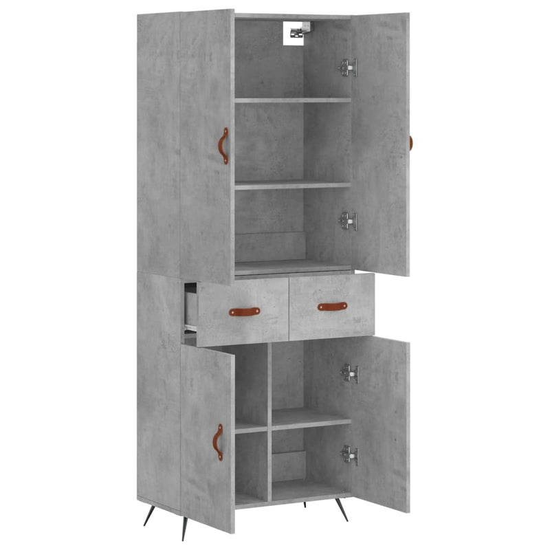 Highboard Betongrau 69,5x34x180 cm Holzwerkstoff