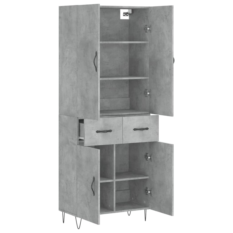 Highboard Betongrau 69,5x34x180 cm Holzwerkstoff