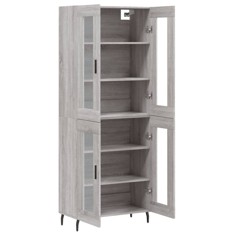 Highboard Grau Sonoma 69,5x34x180 cm Holzwerkstoff