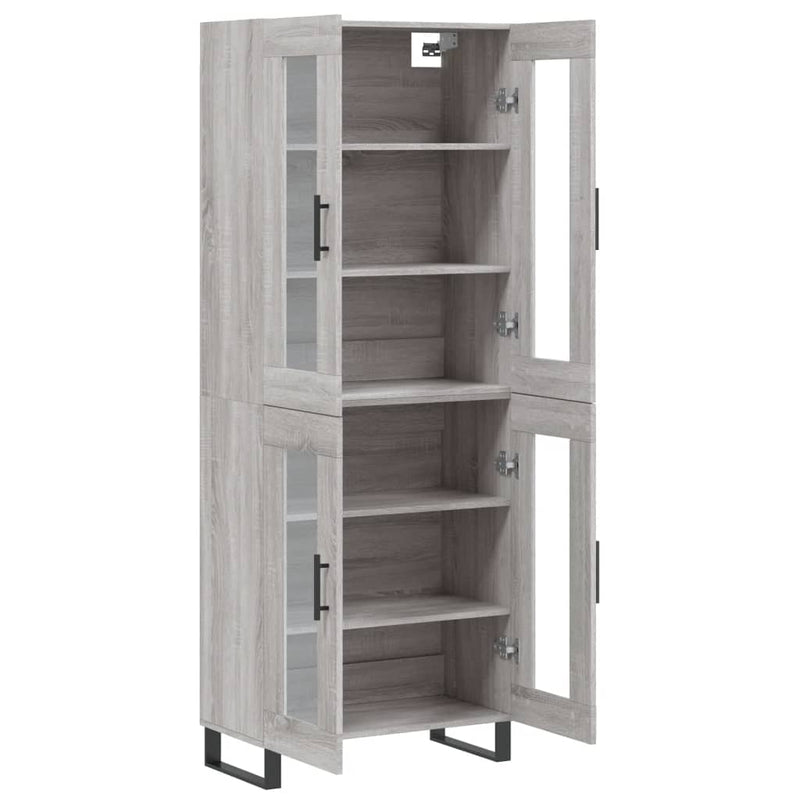 Highboard Grau Sonoma 69,5x34x180 cm Holzwerkstoff