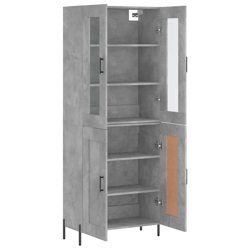 Highboard Betongrau 69,5x34x180 cm Holzwerkstoff