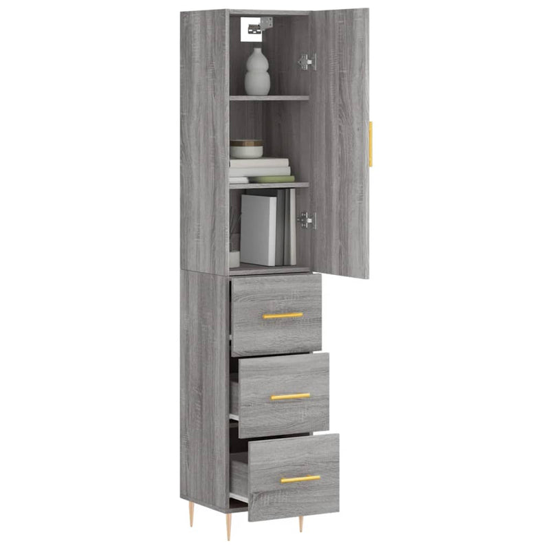 Highboard Grau Sonoma 34,5x34x180 cm Holzwerkstoff