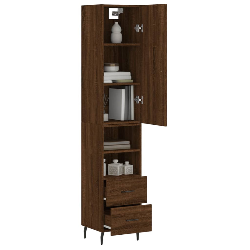 Highboard Braun Eichen-Optik 34,5x34x180 cm Holzwerkstoff