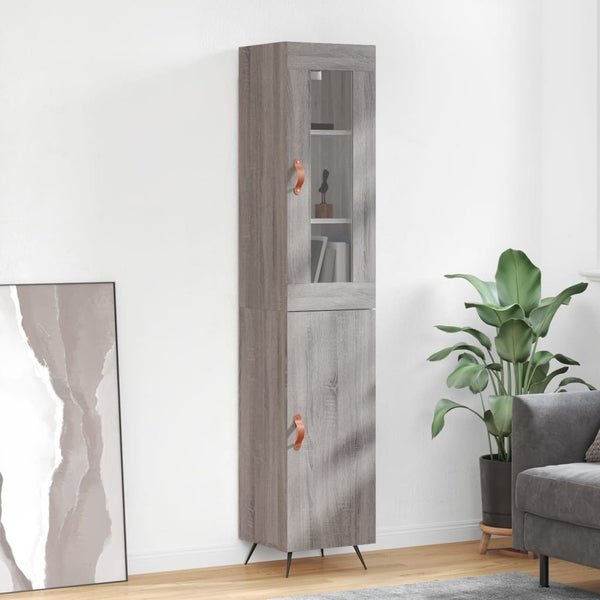 Highboard Grau Sonoma 34,5x34x180 cm Holzwerkstoff