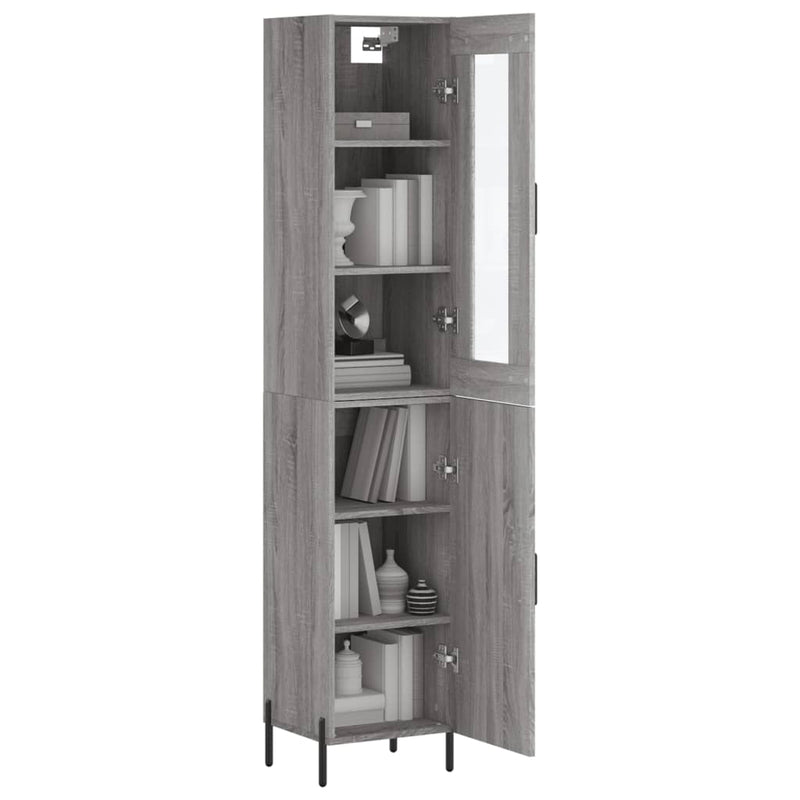 Highboard Grau Sonoma 34,5x34x180 cm Holzwerkstoff