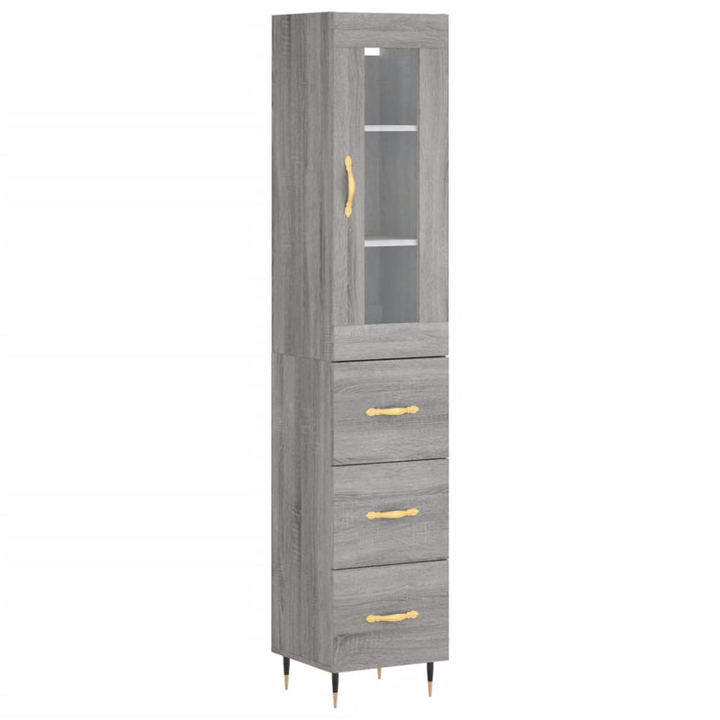 Highboard Grau Sonoma 34,5x34x180 cm Holzwerkstoff