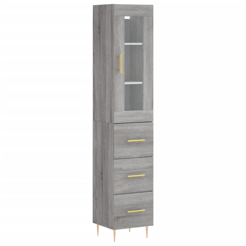 Highboard Grau Sonoma 34,5x34x180 cm Holzwerkstoff