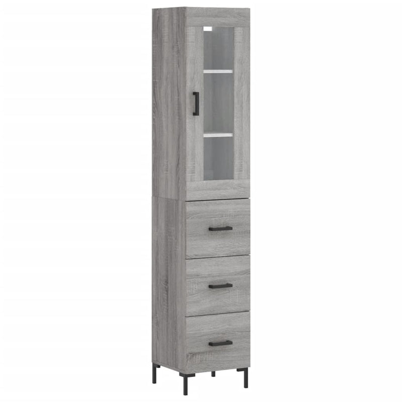 Highboard Grau Sonoma 34,5x34x180 cm Holzwerkstoff