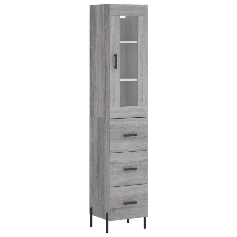 Highboard Grau Sonoma 34,5x34x180 cm Holzwerkstoff