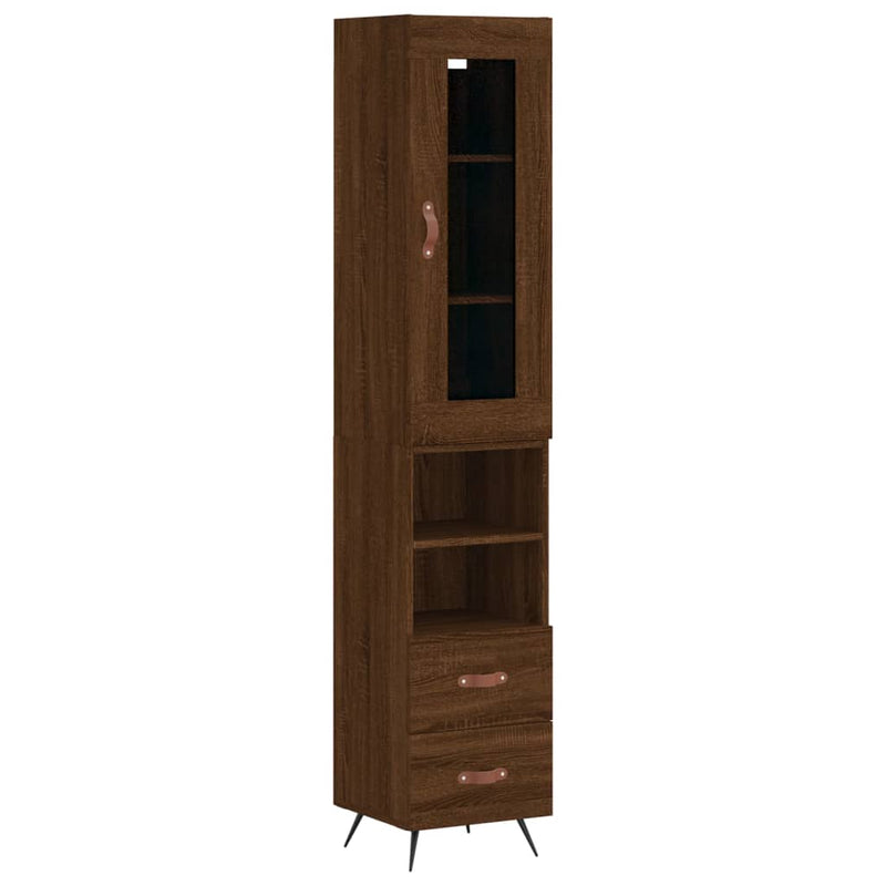 Highboard Braun Eichen-Optik 34,5x34x180 cm Holzwerkstoff