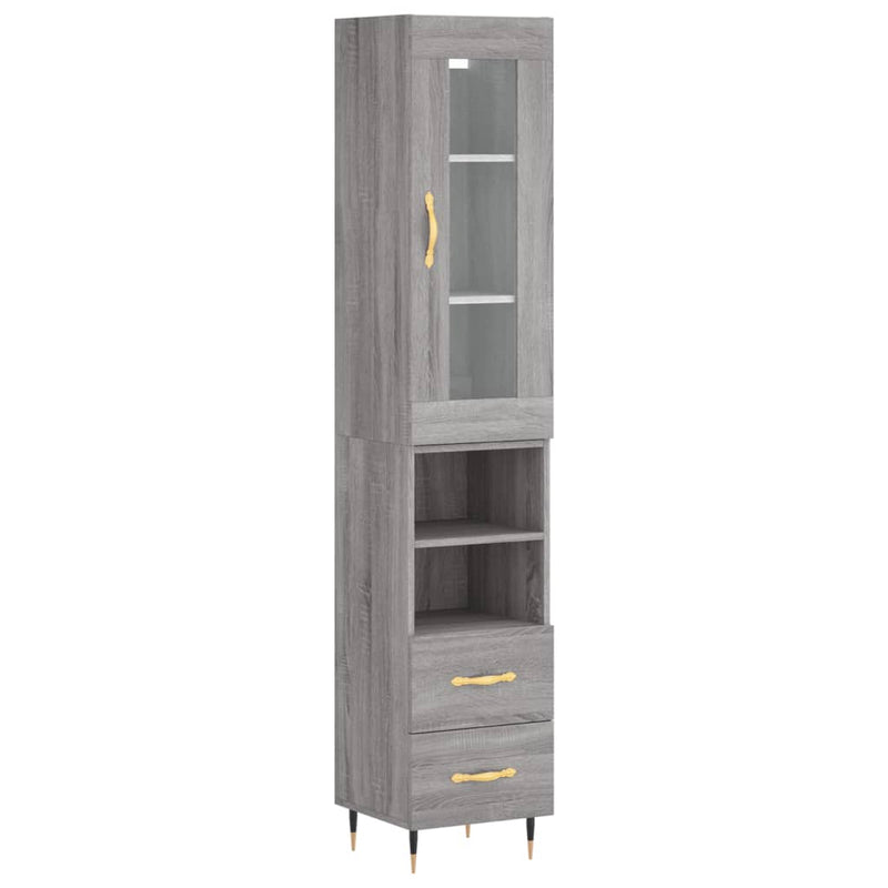 Highboard Grau Sonoma 34,5x34x180 cm Holzwerkstoff