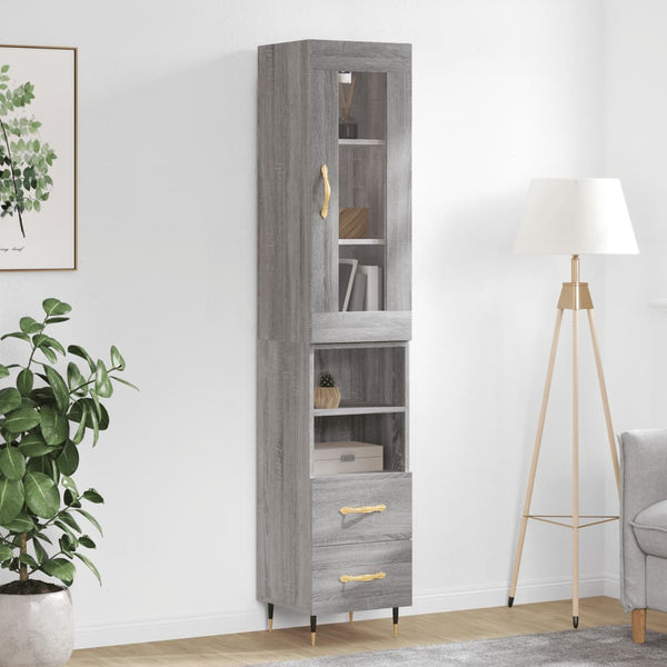 Highboard Grau Sonoma 34,5x34x180 cm Holzwerkstoff