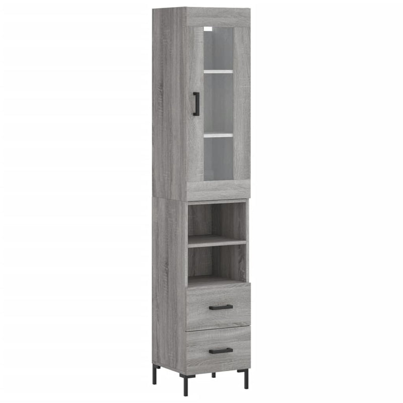 Highboard Grau Sonoma 34,5x34x180 cm Holzwerkstoff