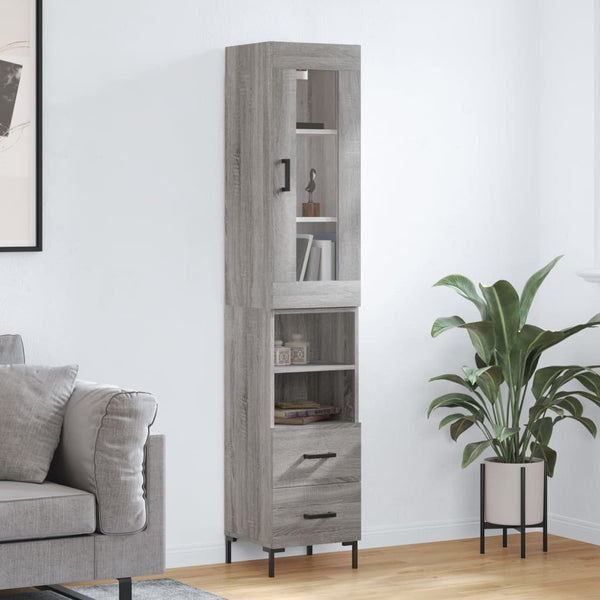 Highboard Grau Sonoma 34,5x34x180 cm Holzwerkstoff