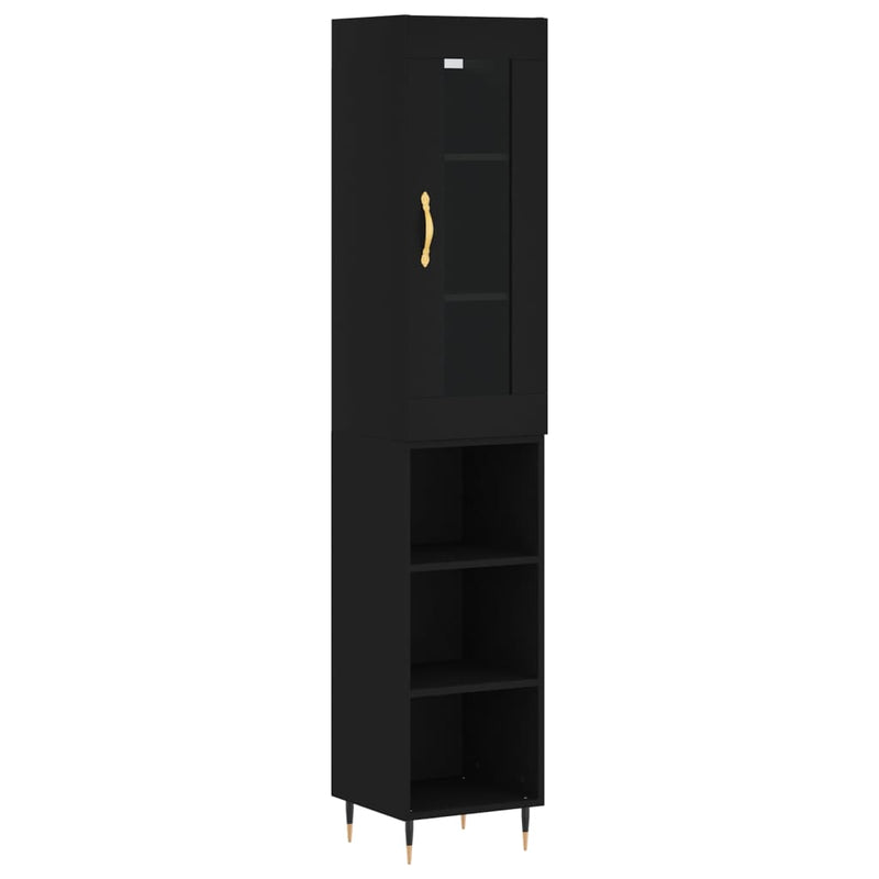 Highboard Schwarz 34,5x34x180 cm Holzwerkstoff