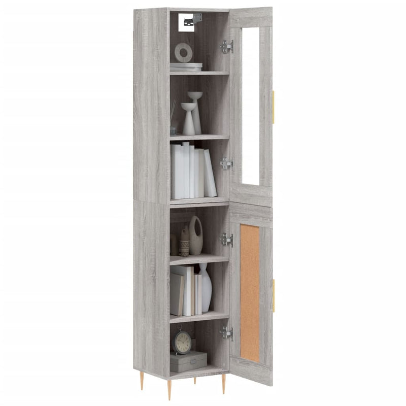 Highboard Grau Sonoma 34,5x34x180 cm Holzwerkstoff