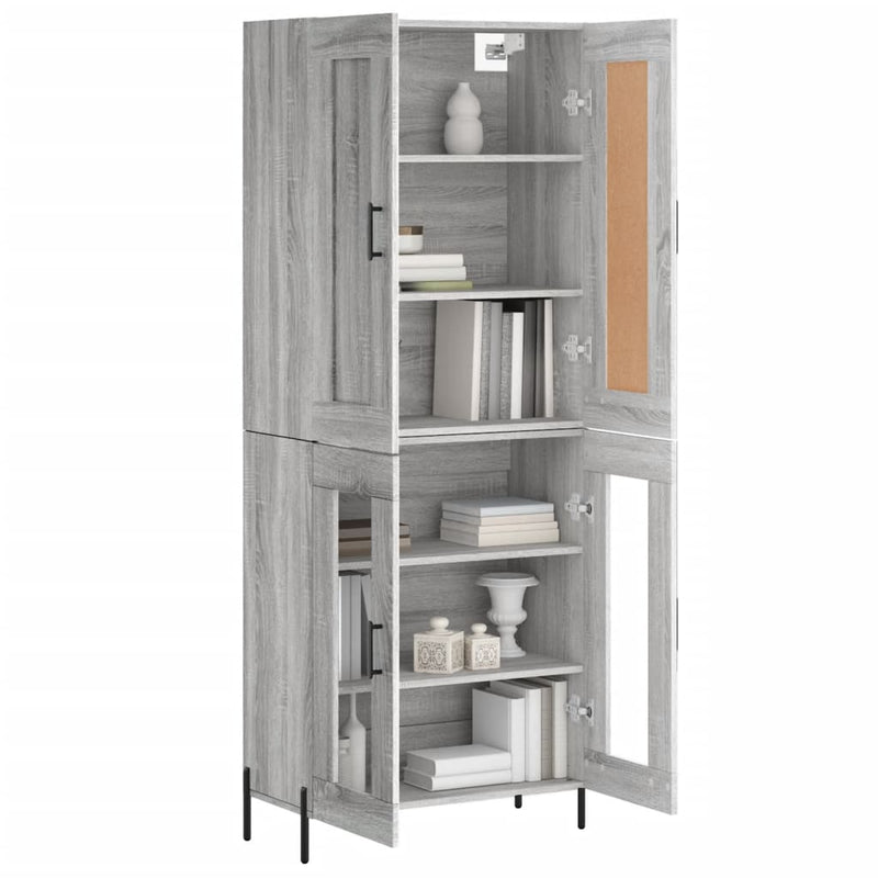 Highboard Grau Sonoma 69,5x34x180 cm Holzwerkstoff