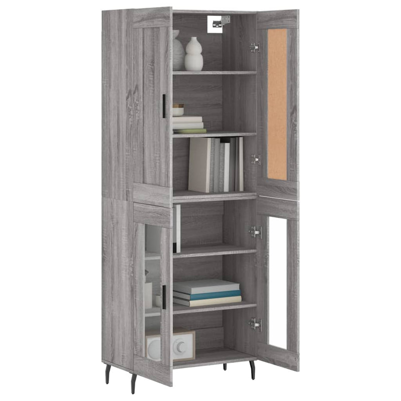 Highboard Grau Sonoma 69,5x34x180 cm Holzwerkstoff