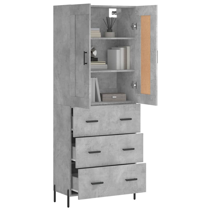 Highboard Betongrau 69,5x34x180 cm Holzwerkstoff