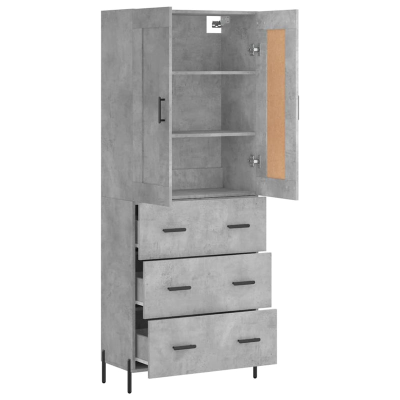 Highboard Betongrau 69,5x34x180 cm Holzwerkstoff