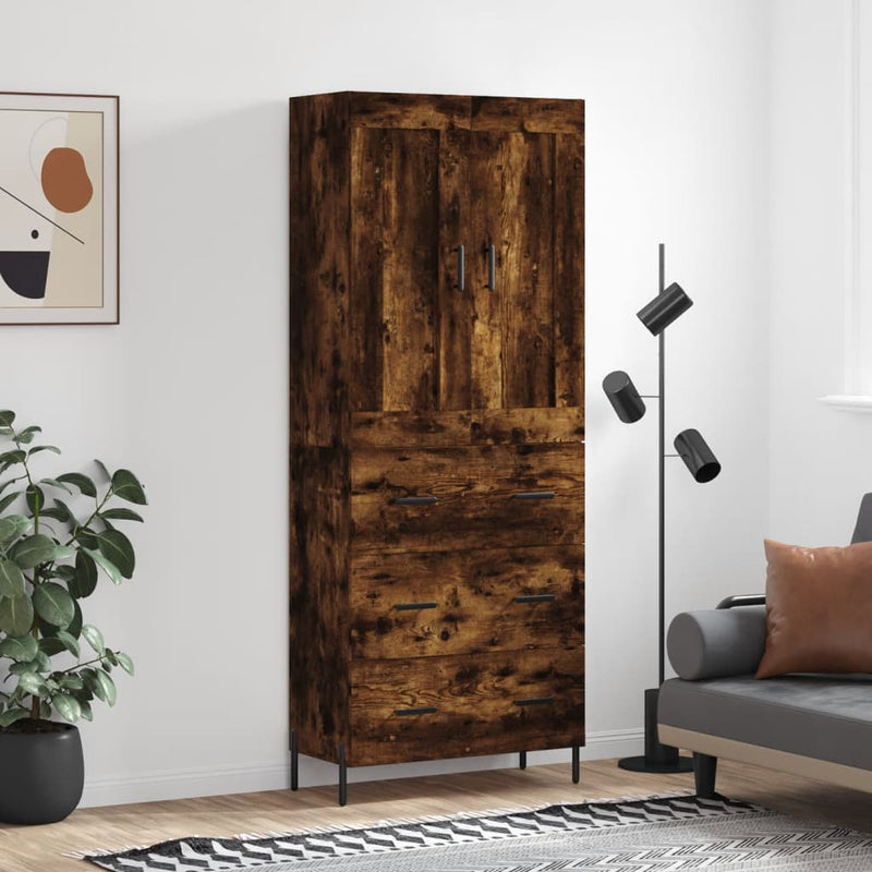 Highboard Räuchereiche 69,5x34x180 cm Holzwerkstoff