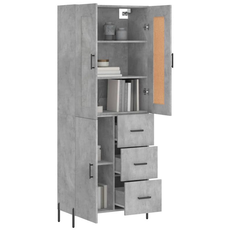 Highboard Betongrau 69,5x34x180 cm Holzwerkstoff