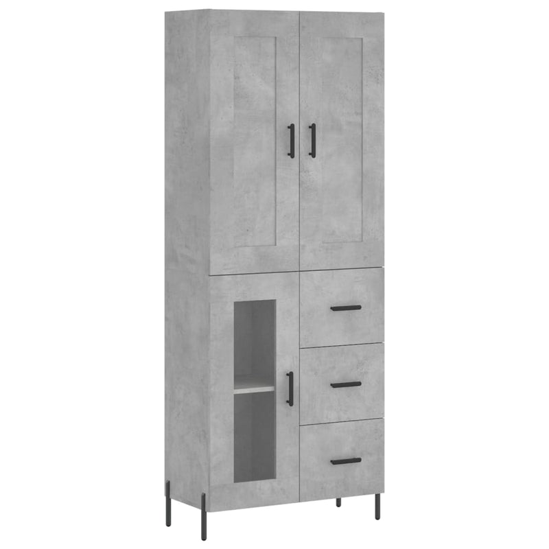 Highboard Betongrau 69,5x34x180 cm Holzwerkstoff