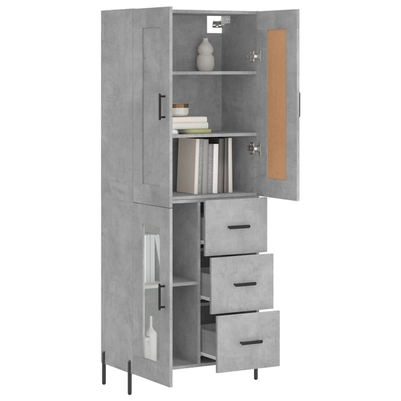 Highboard Betongrau 69,5x34x180 cm Holzwerkstoff