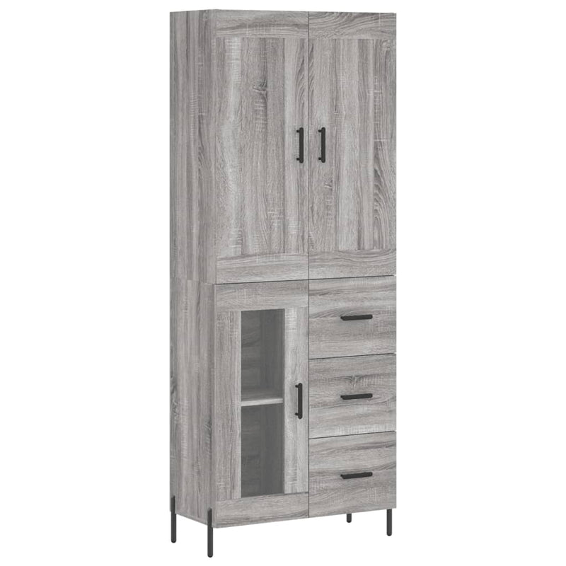 Highboard Grau Sonoma 69,5x34x180 cm Holzwerkstoff