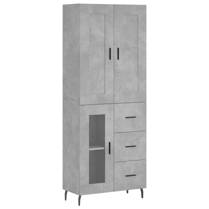 Highboard Betongrau 69,5x34x180 cm Holzwerkstoff