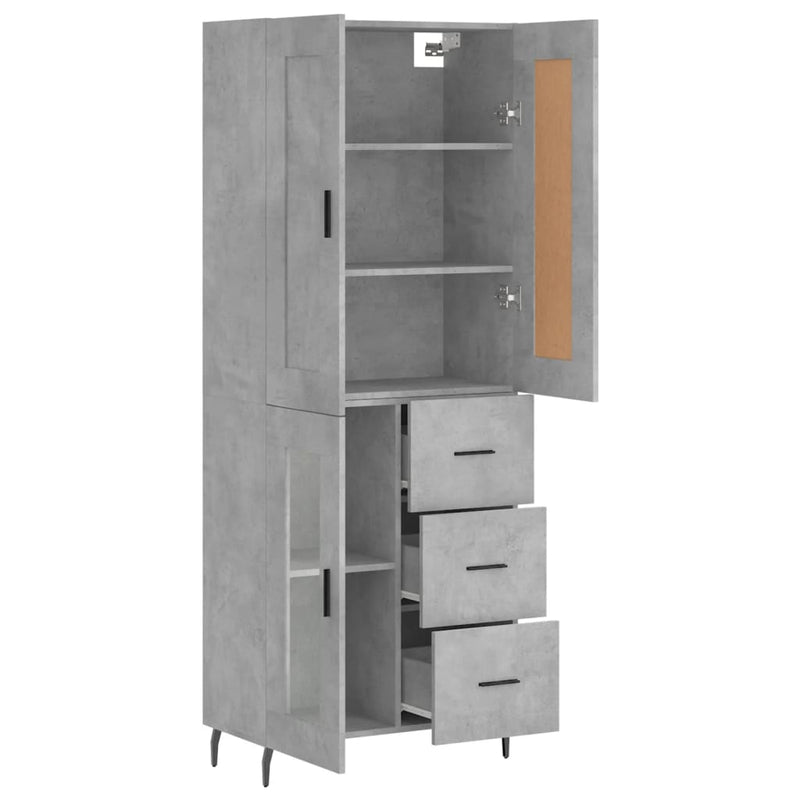 Highboard Betongrau 69,5x34x180 cm Holzwerkstoff