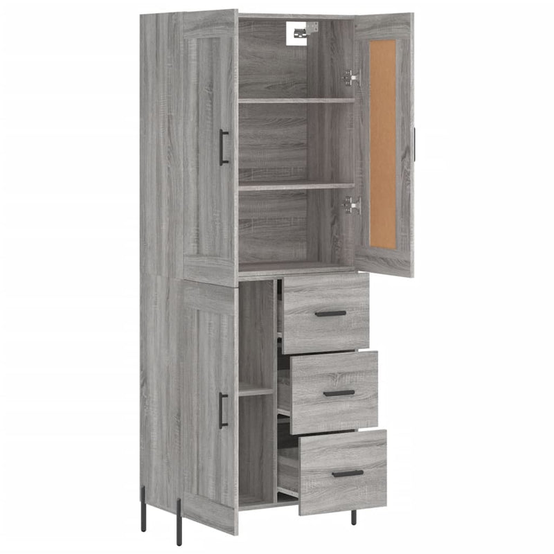 Highboard Grau Sonoma 69,5x34x180 cm Holzwerkstoff