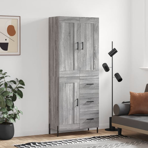 Highboard Grau Sonoma 69,5x34x180 cm Holzwerkstoff