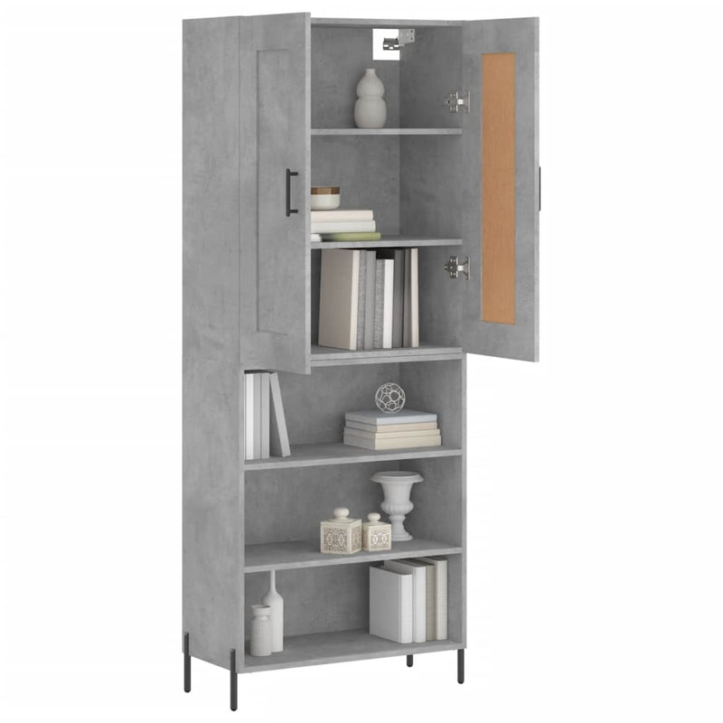 Highboard Betongrau 69,5x34x180 cm Holzwerkstoff