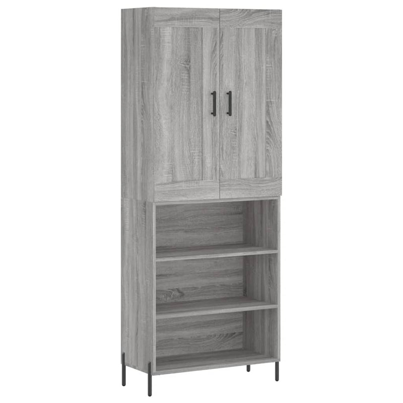 Highboard Grau Sonoma 69,5x34x180 cm Holzwerkstoff