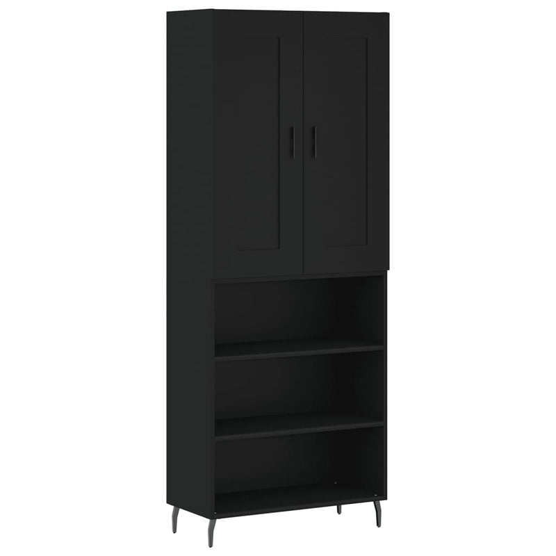 Highboard Schwarz 69,5x34x180 cm Holzwerkstoff