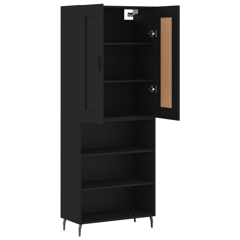 Highboard Schwarz 69,5x34x180 cm Holzwerkstoff