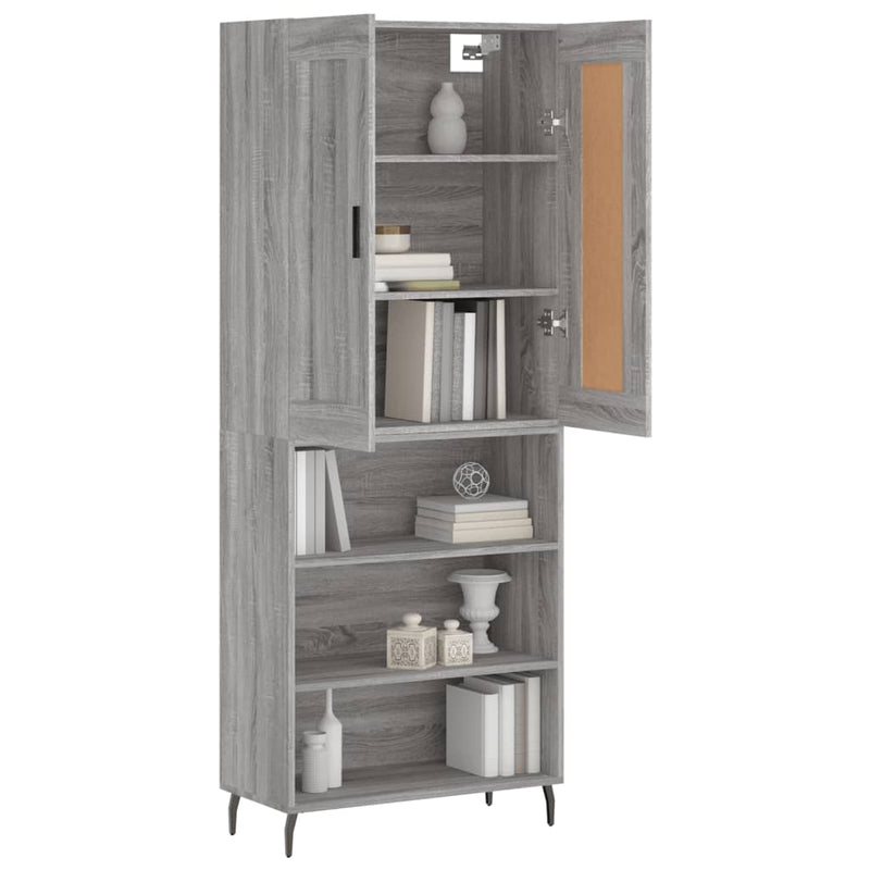 Highboard Grau Sonoma 69,5x34x180 cm Holzwerkstoff