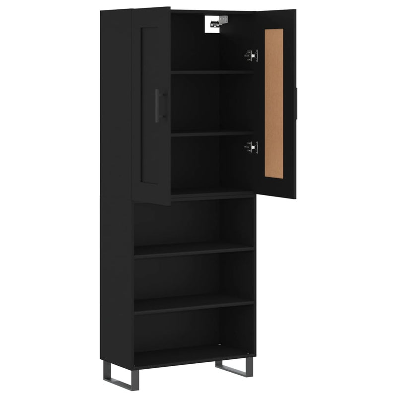 Highboard Schwarz 69,5x34x180 cm Holzwerkstoff