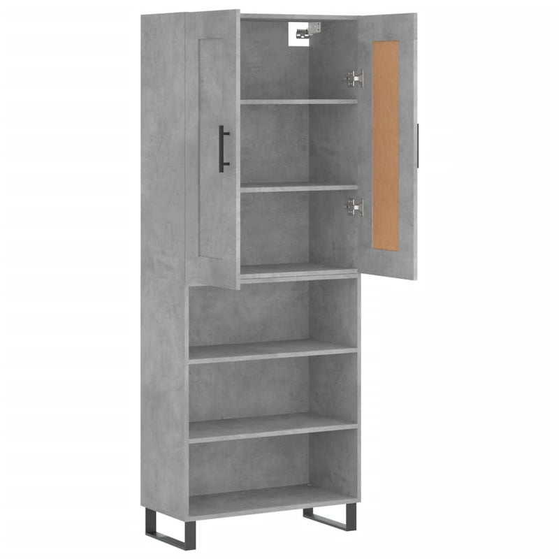 Highboard Betongrau 69,5x34x180 cm Holzwerkstoff