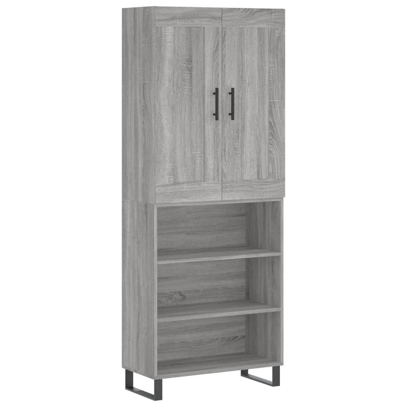 Highboard Grau Sonoma 69,5x34x180 cm Holzwerkstoff