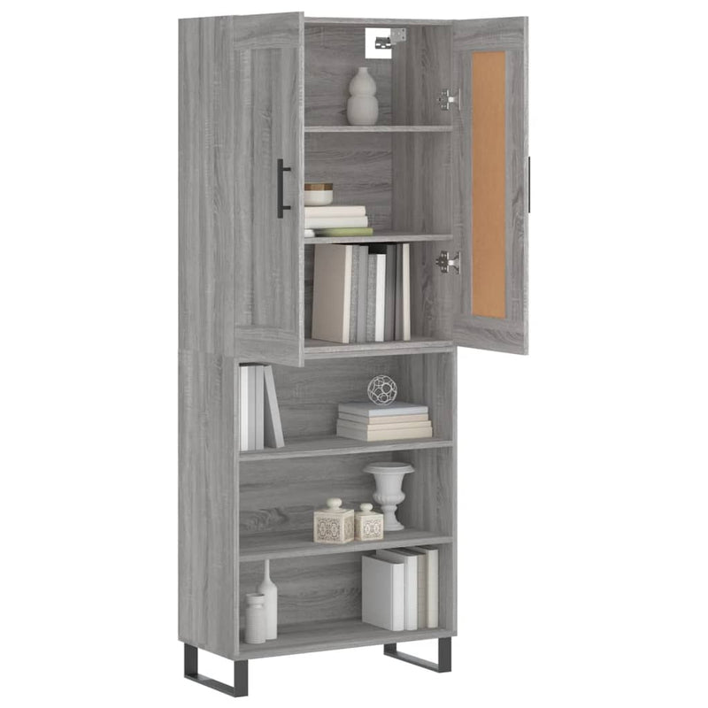 Highboard Grau Sonoma 69,5x34x180 cm Holzwerkstoff