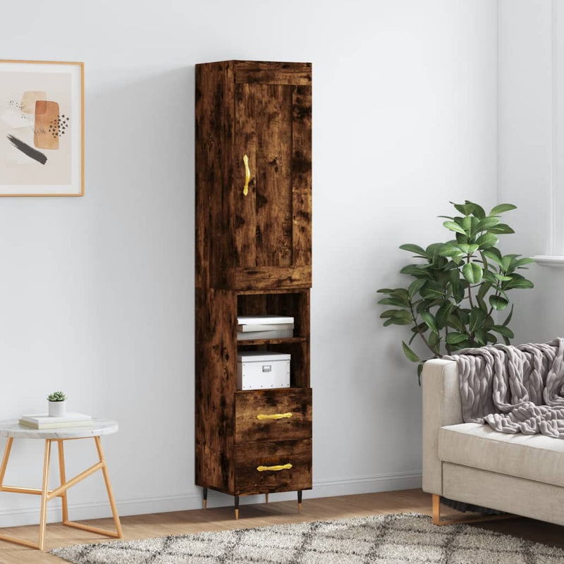 Highboard Räuchereiche 34,5x34x180 cm Holzwerkstoff