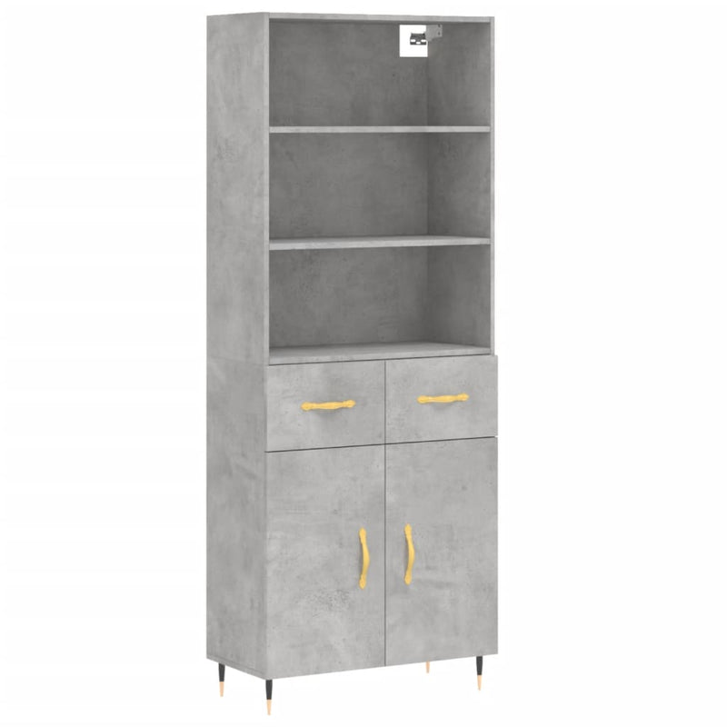 Highboard Betongrau 69,5x34x180 cm Holzwerkstoff