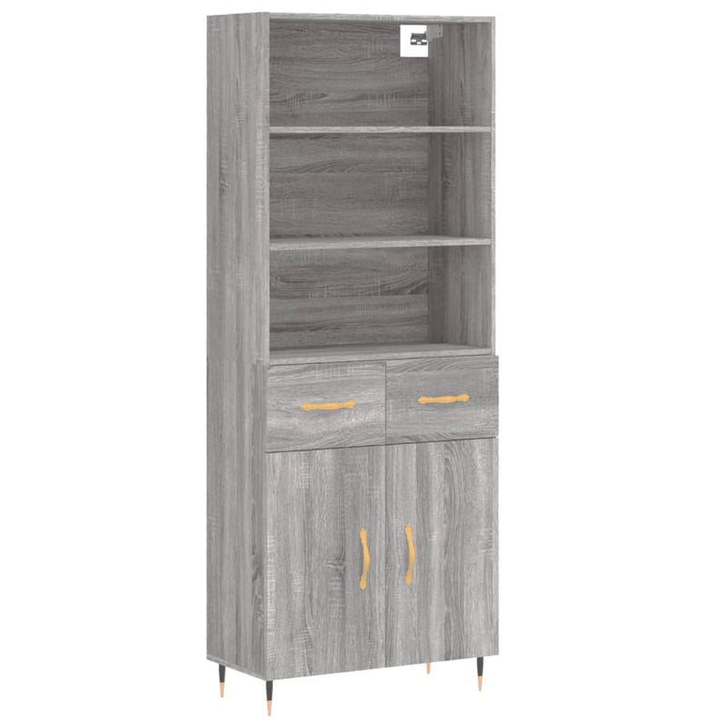 Highboard Grau Sonoma 69,5x34x180 cm Holzwerkstoff