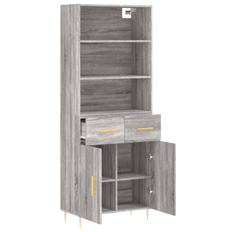 Highboard Grau Sonoma 69,5x34x180 cm Holzwerkstoff