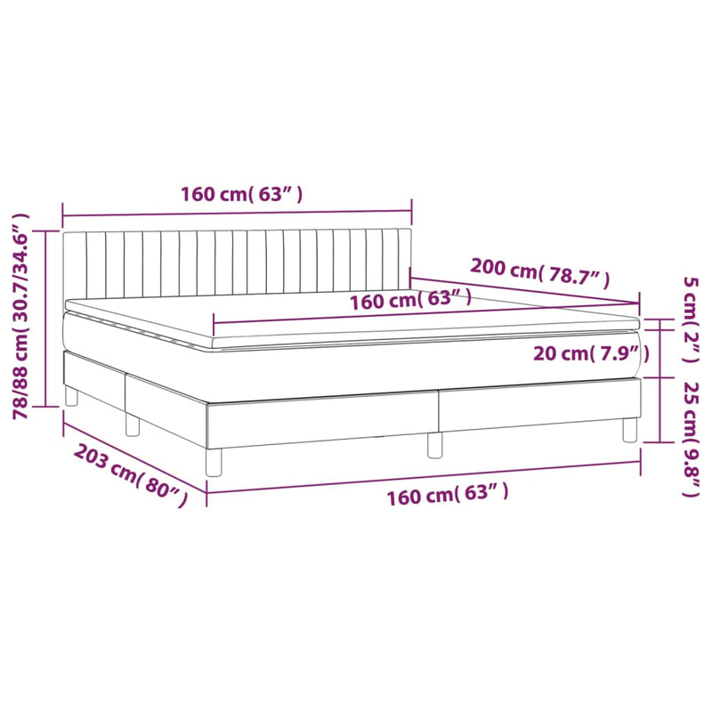 Boxspringbett mit Matratze Dunkelblau 160x200 cm Samt