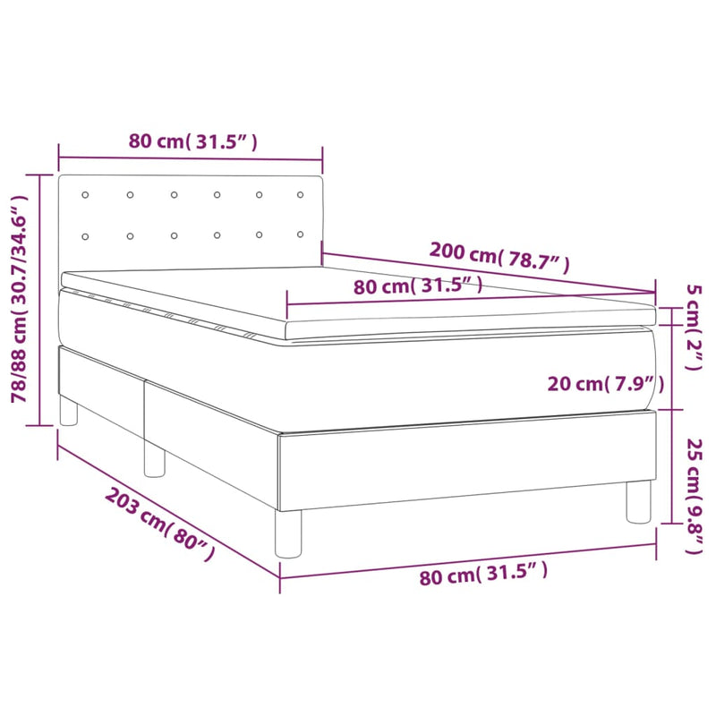 Boxspringbett mit Matratze Rosa 80x200 cm Samt