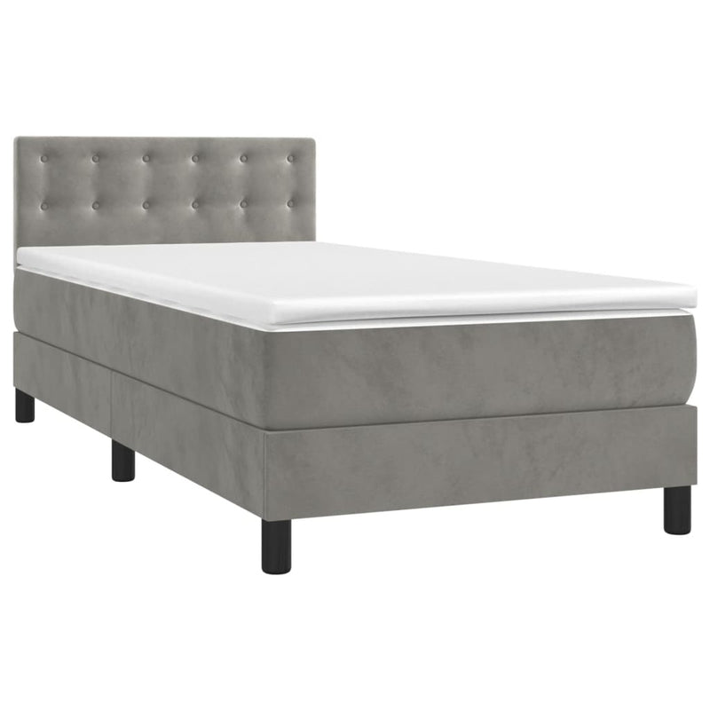 Boxspringbett mit Matratze Hellgrau 90x200 cm Samt