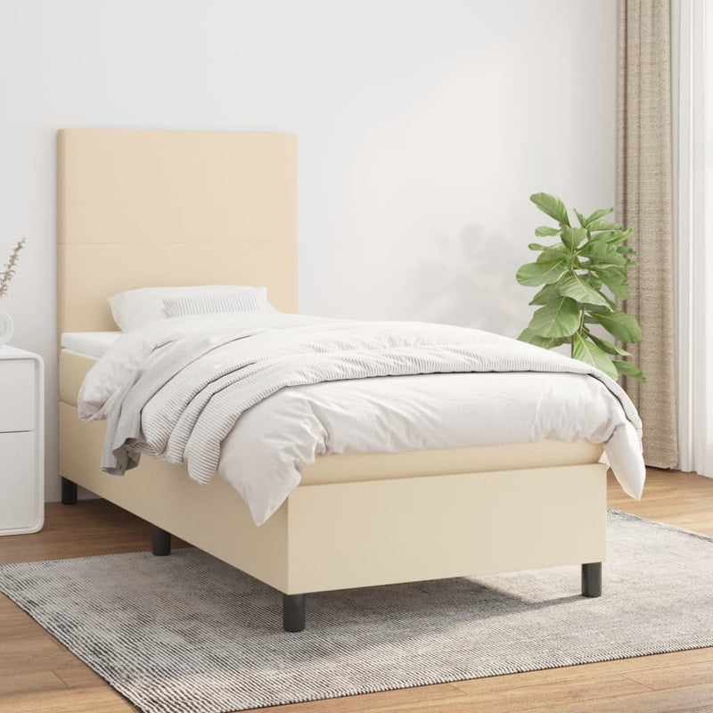 Boxspringbett mit Matratze Creme 90x190 cm Stoff